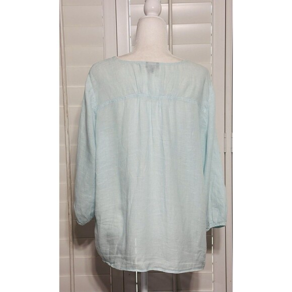 Talbots Women PXL Linen Button Up Blouse Beach Lagenlook Minimalist - Picture 6 of 10